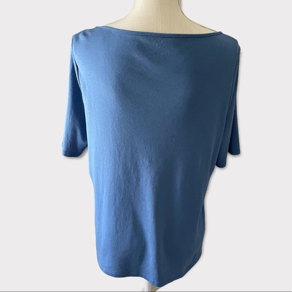 Talbots 100% Pima Cotton Short Sleeve Blue Top XL - Picture 2 of 7